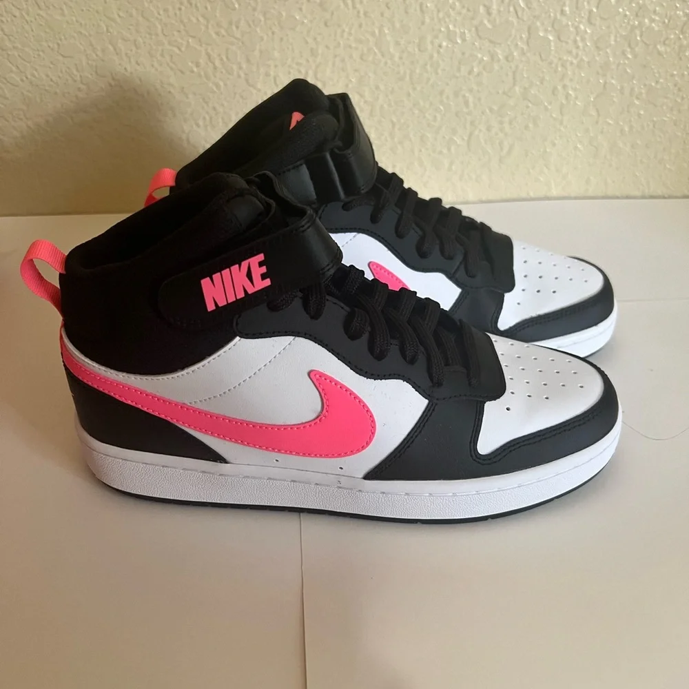 Nike Black, White & Pink Mid-Top Sneaker